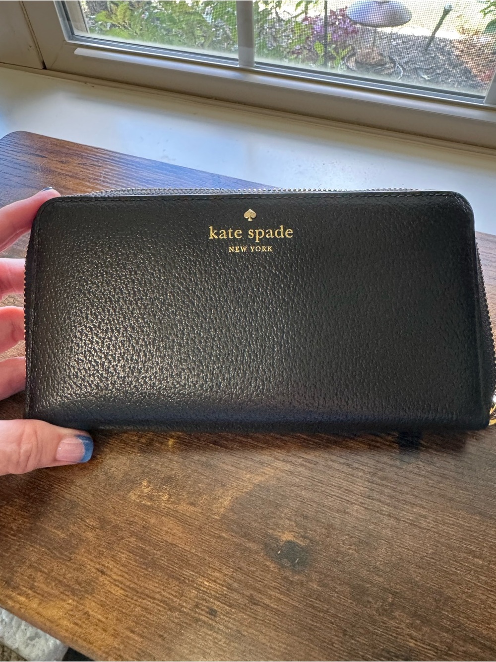 Kate Spade Black Pebbled Leather Continental Zip-Around Wallet